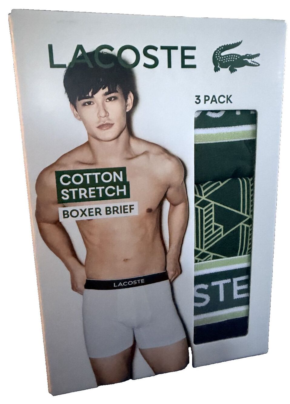 Lacoste Boxer Brief Cotton Stretch 3 Pack, Large Small, New